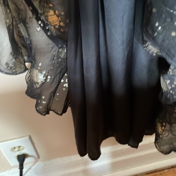 Stine Goya Black Gold Metallic William 602 Lurex Dots Silk Chiffon Midi Dress - Picture 6 of 11